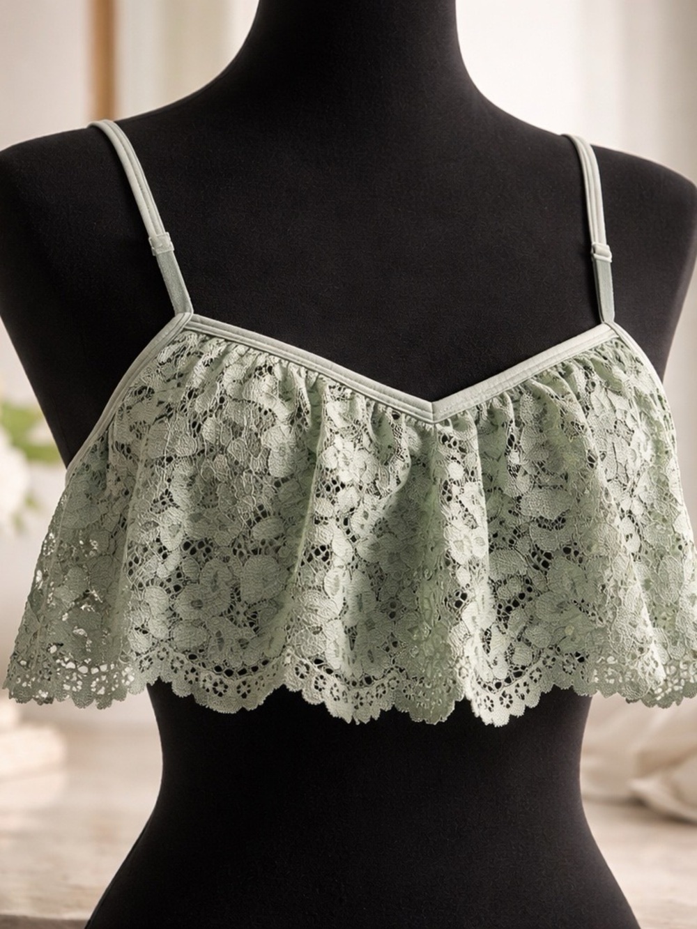 Victoria's Secret Lace Flounce Bandeau in Light Gray